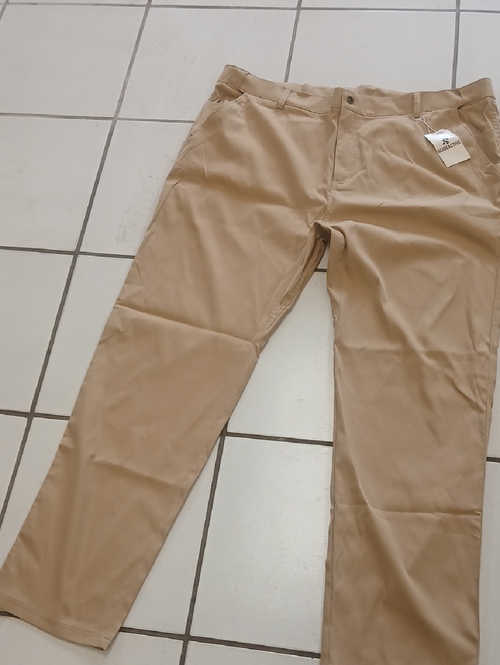 Men's Glideactive Size 44W/31L Tan Chino Pants -